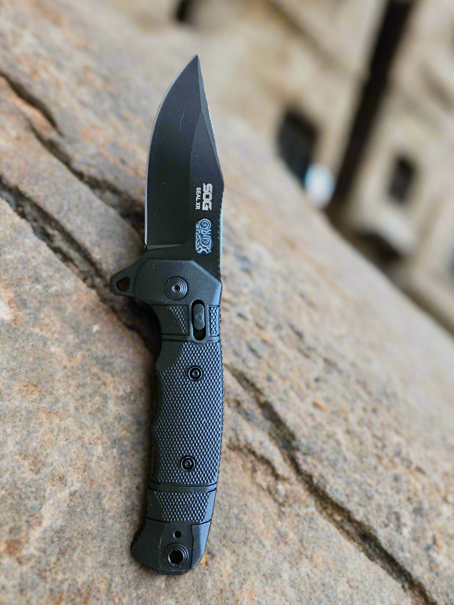 SOG High-Performance Duty S35VN Steel Ambidextrous Carry EDC 3.9" Sharp Blade Seal XR - USA Made Folding Knife, black